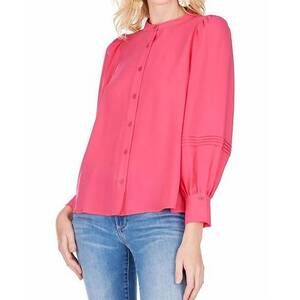 NEW JADE sleeve pleated blouse in fuschia